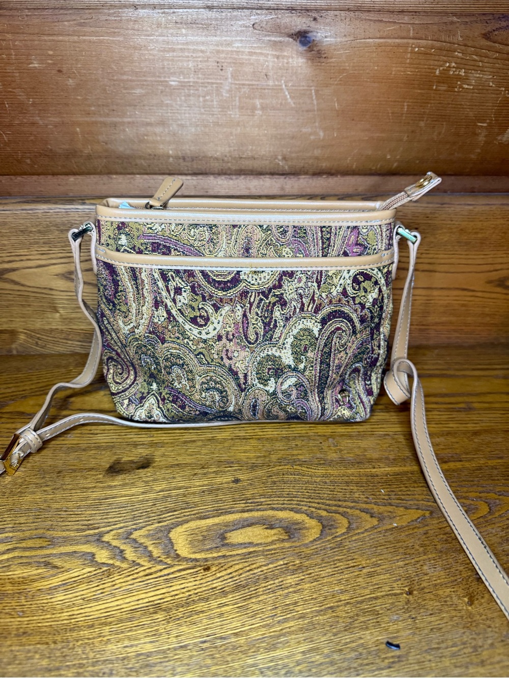 Etienne Aigner Multicolor Paisley Crossbody with Tan Trim